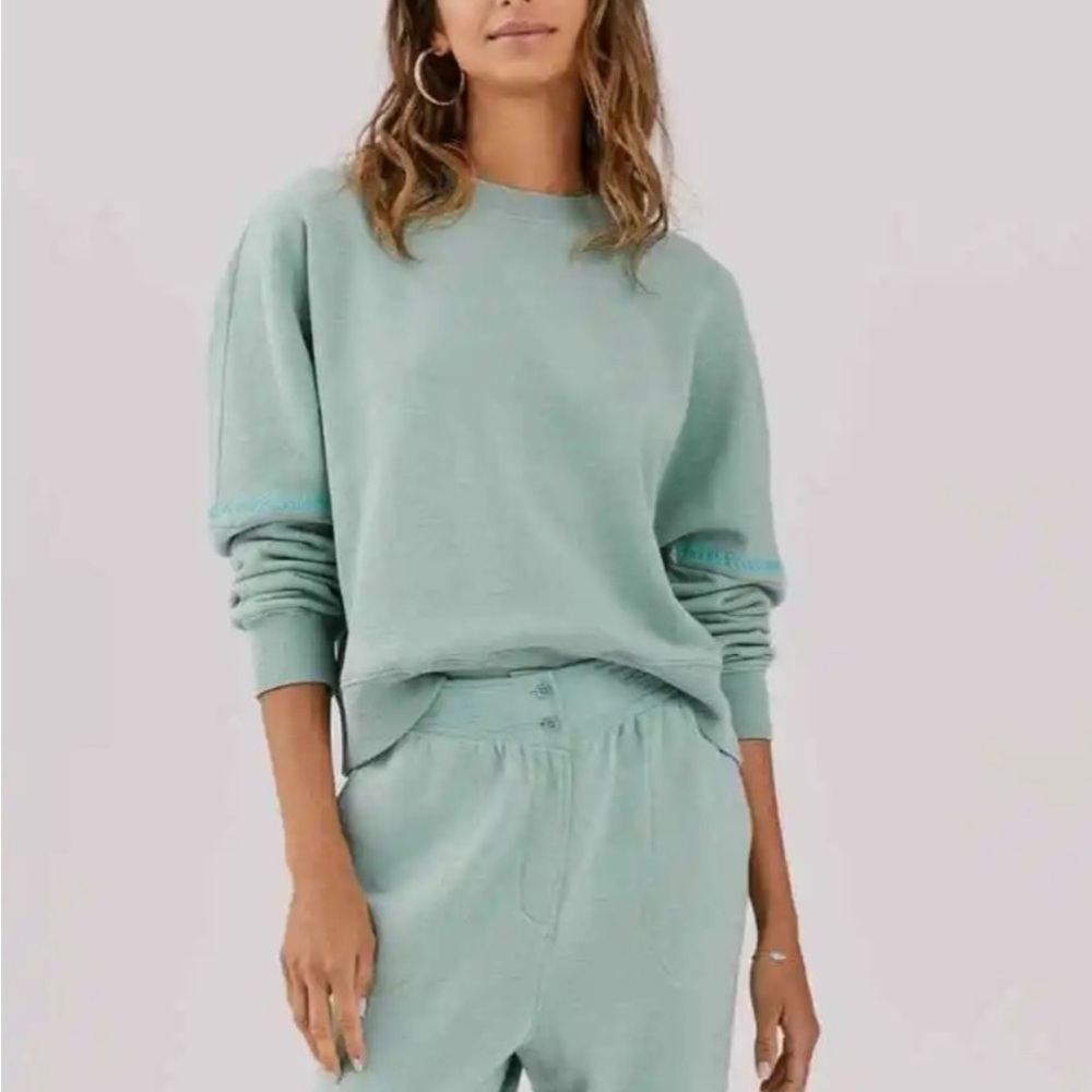 Something Navy Embroidered Sleeve Sweatshirt